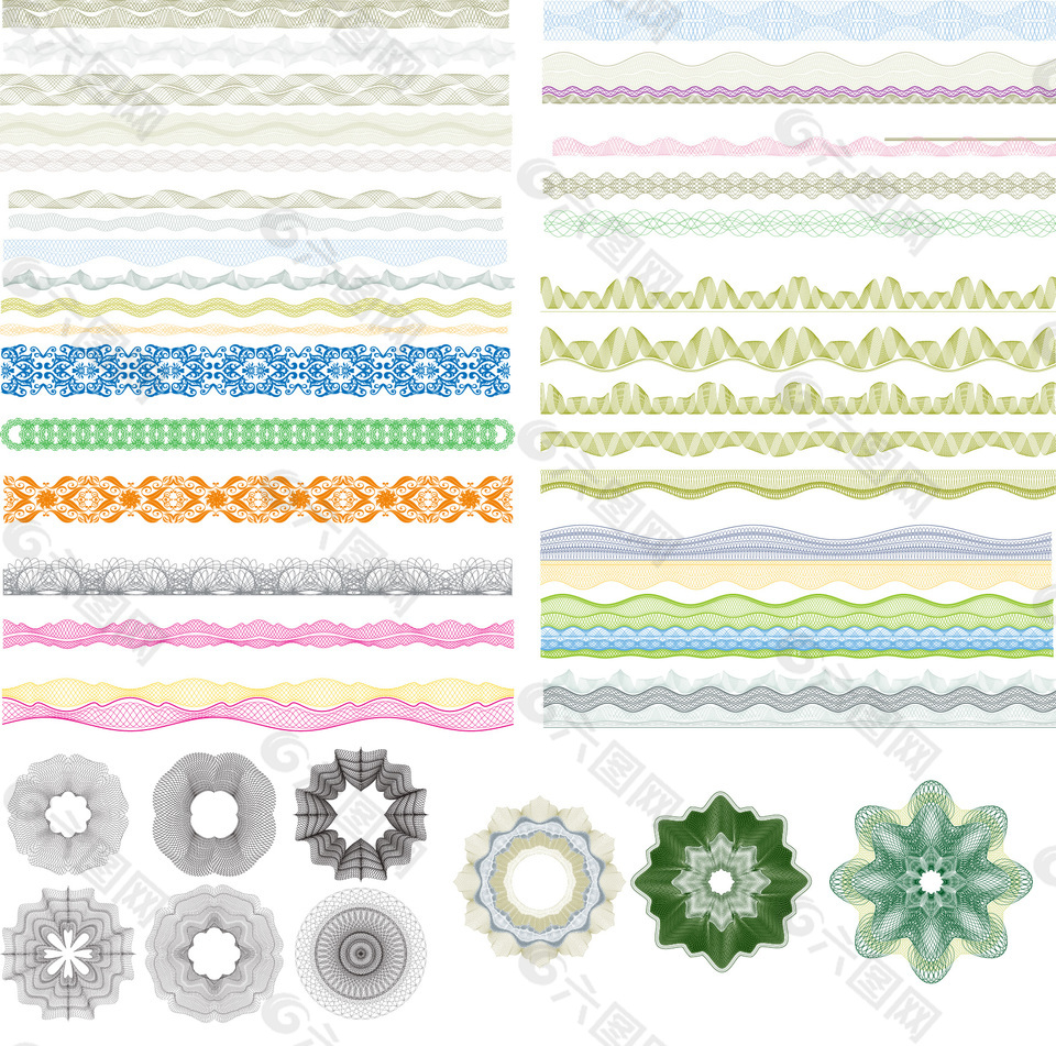 簡約綠色防偽底圖元素