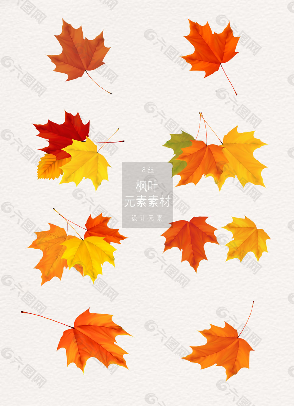 精美的卡通彩色楓葉素材