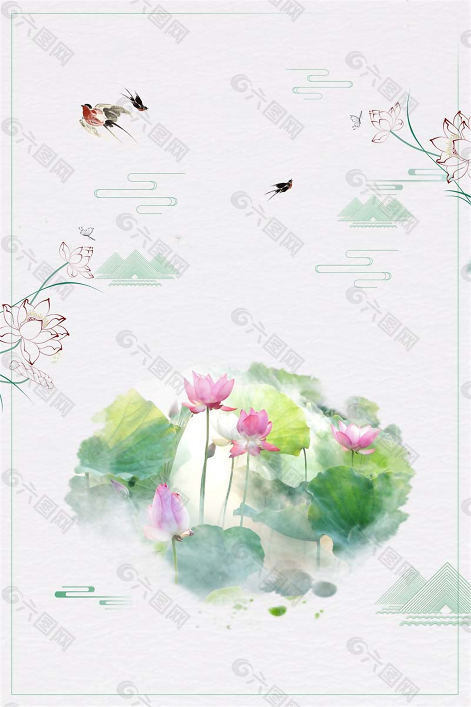 中国风传统节日夏至背景素材