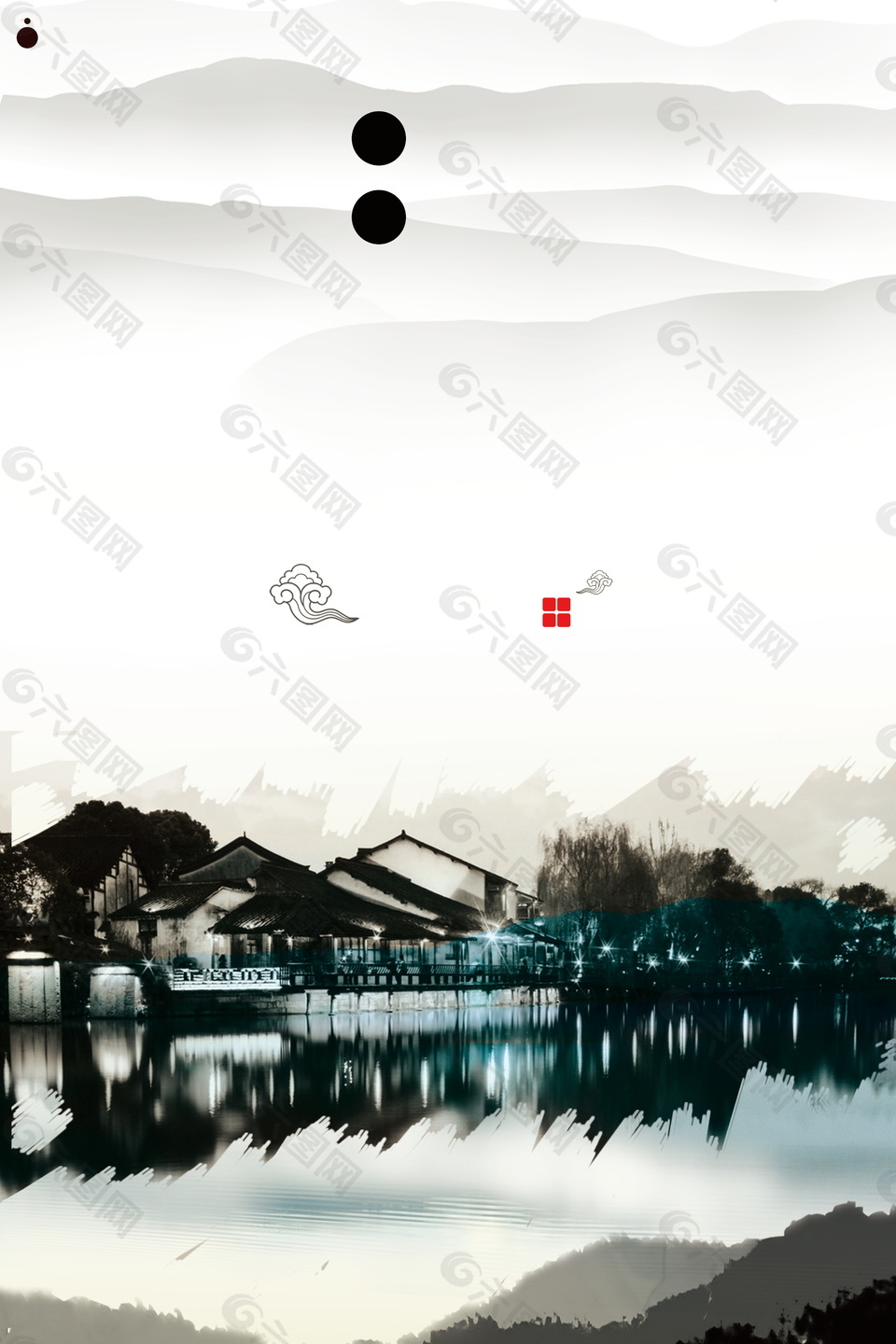 古風(fēng)清新手繪古鎮(zhèn)旅游廣告背景