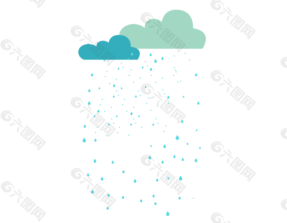 手繪云朵下雨元素