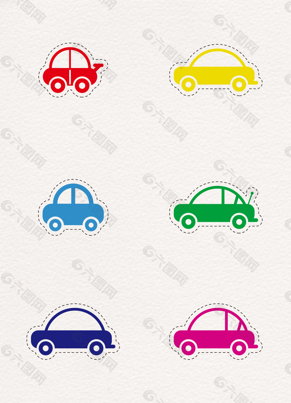 彩色扁平汽車圖標(biāo)元素