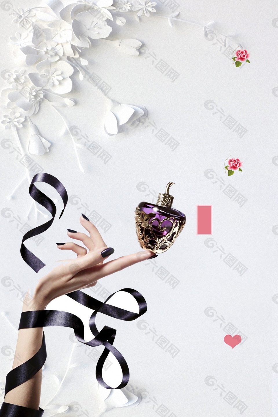 魅惑紫色香水瓶廣告背景