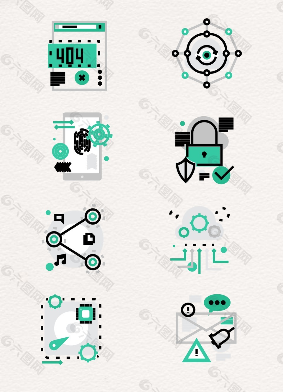 绿色科技齿轮设计图案