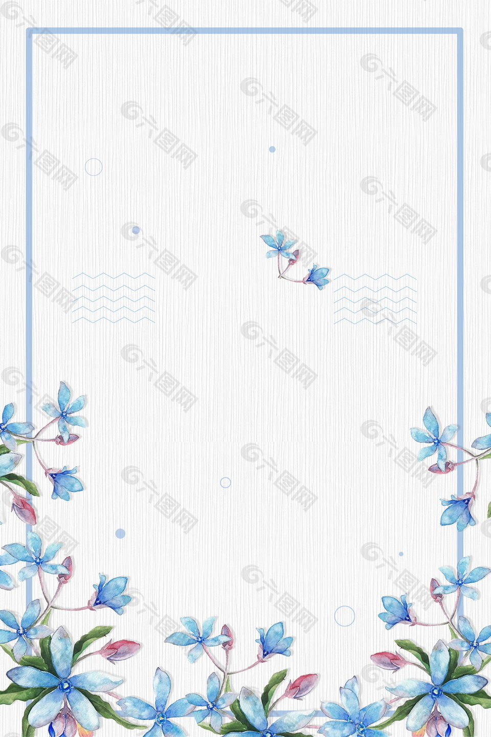 彩绘你好7月蓝色花朵边框海报背景素材背景素材免费下载 图片编号 六图网