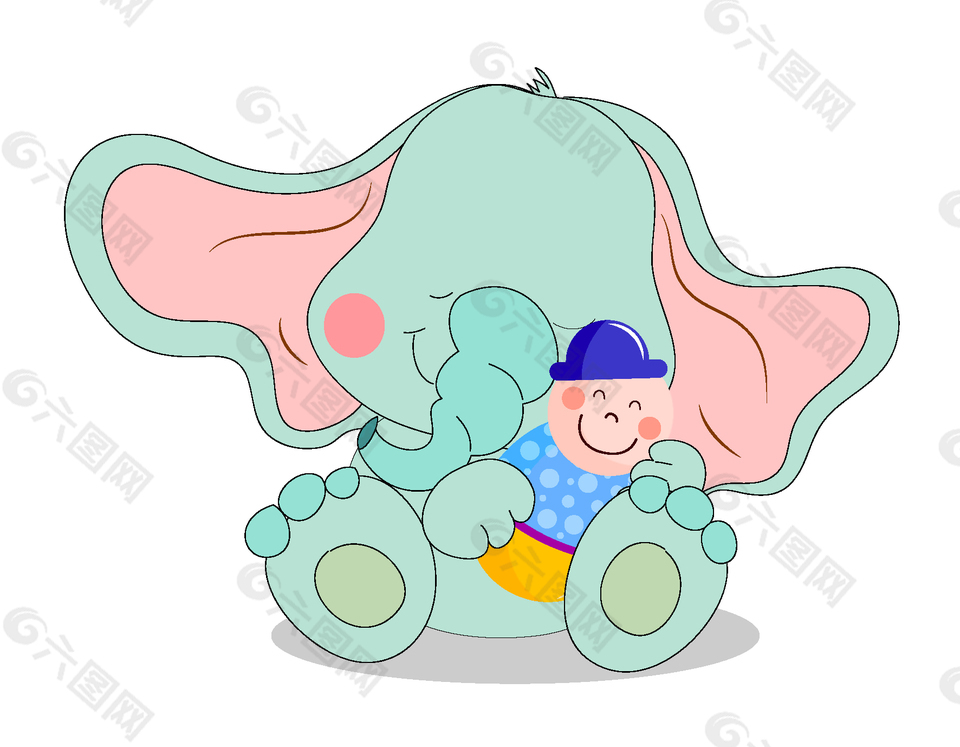 手繪卡通大象元素