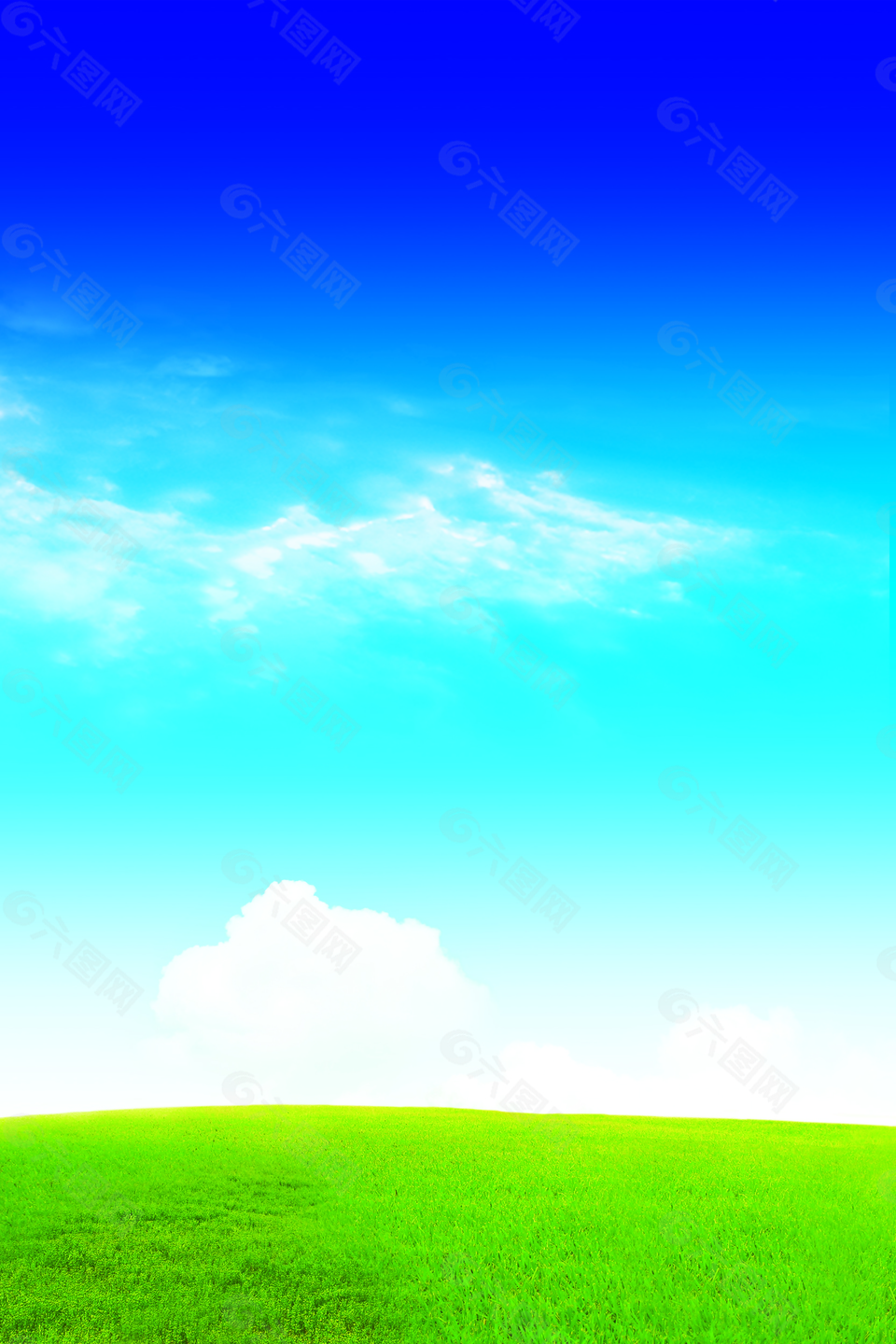 藍天白云草地背景
