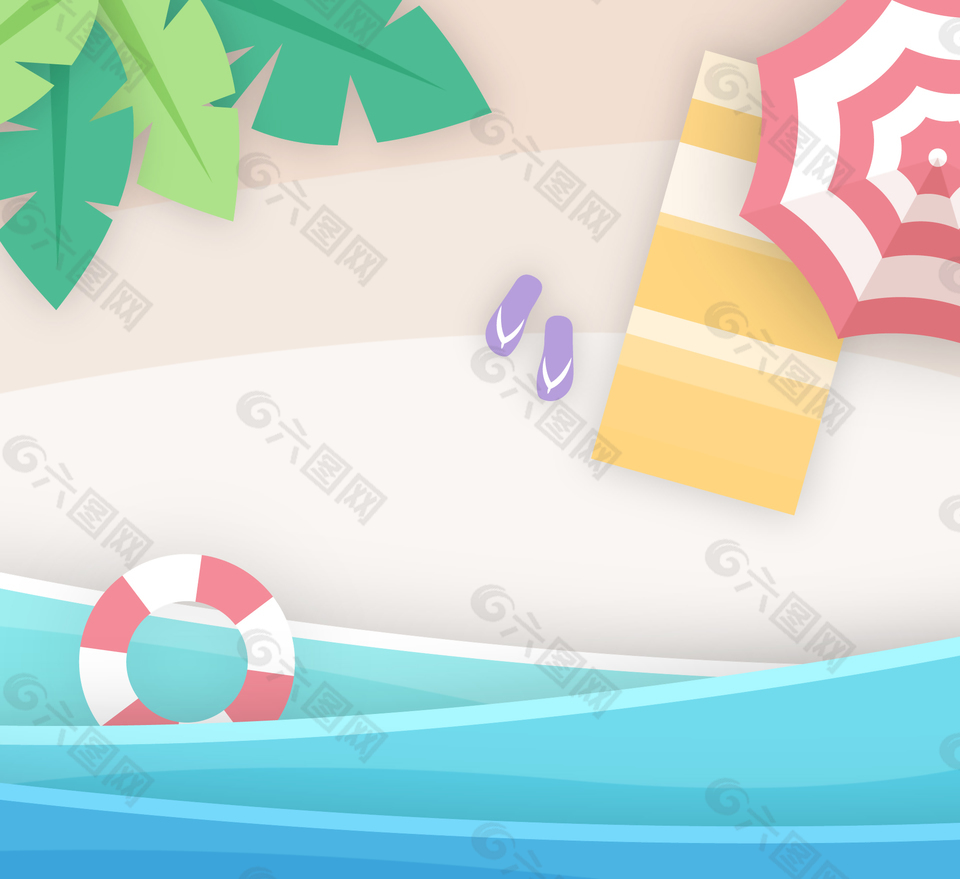 小清新藍色夏天海邊度假海水