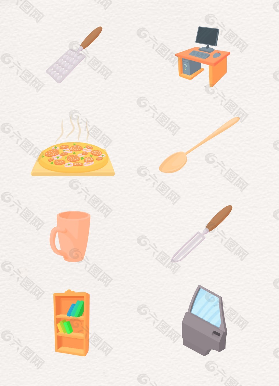 卡通設計食物廚具