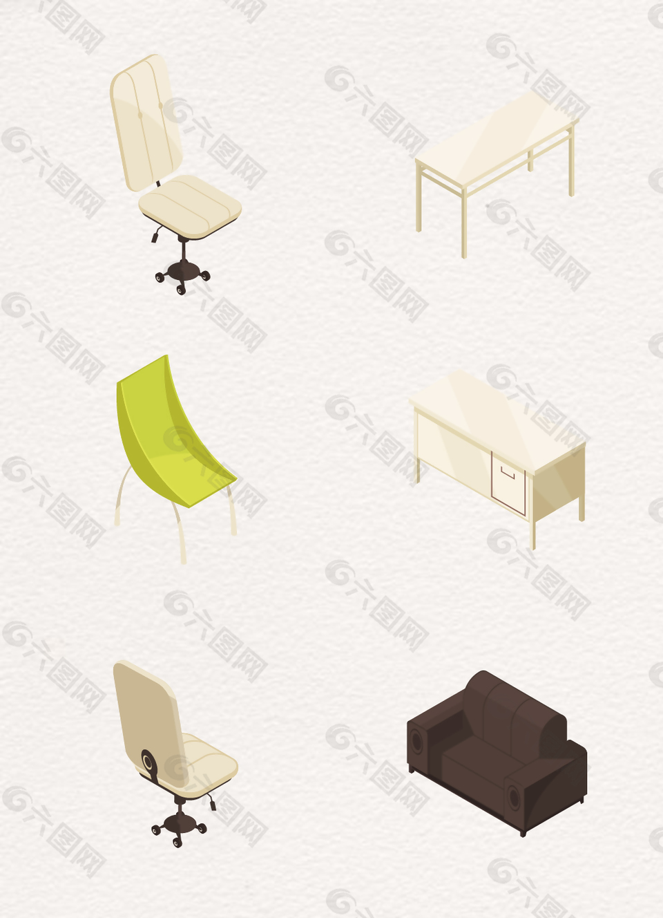 6款矢量家具椅子桌子設計素材