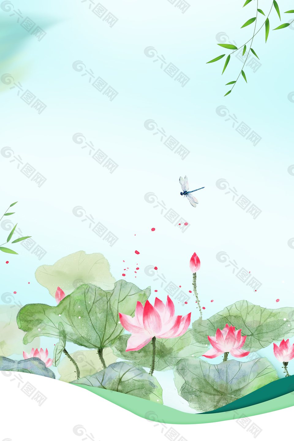 小清新夏天小暑二十四節(jié)氣背景