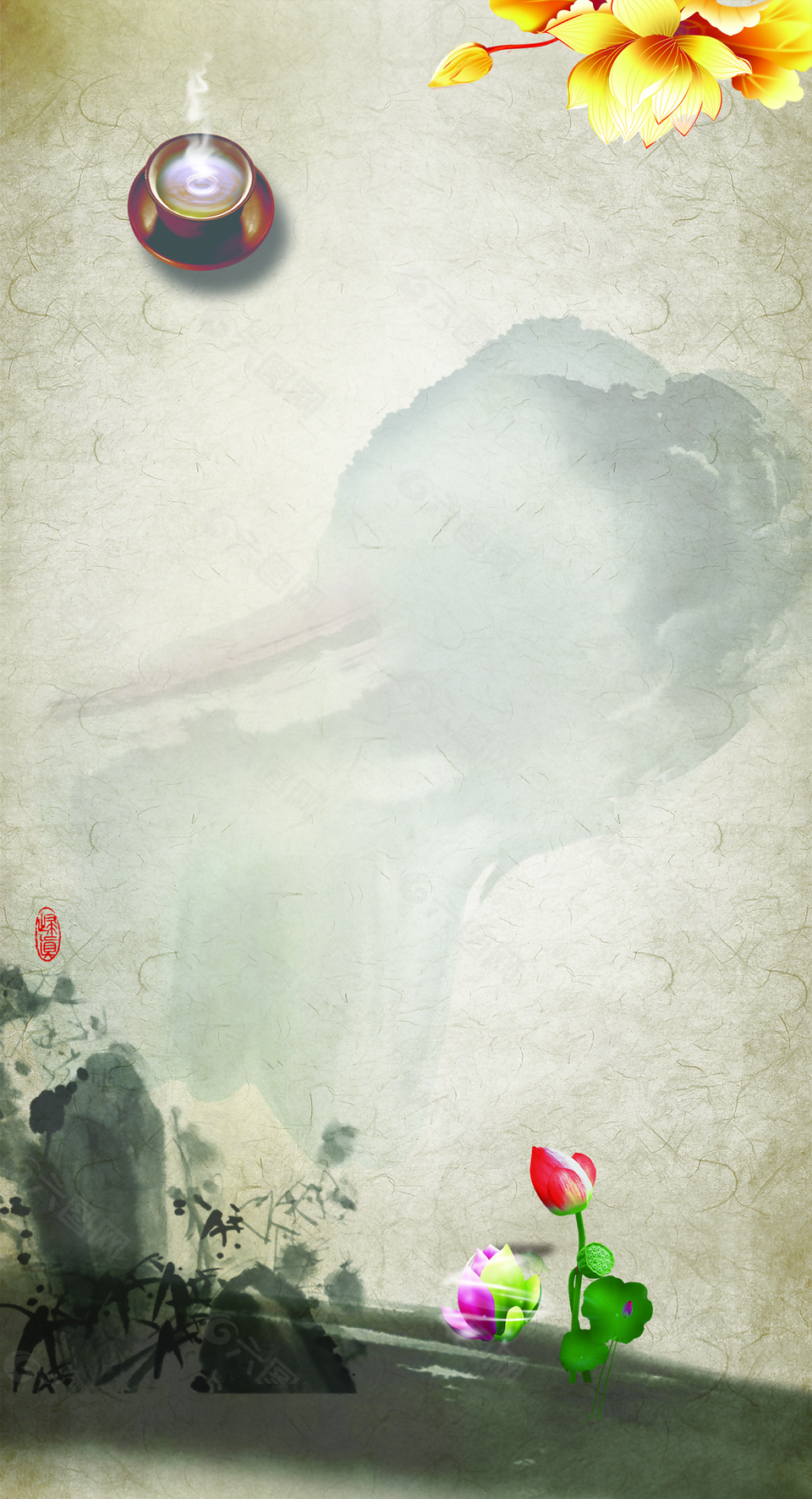 茶藝商務(wù)會(huì)所菜譜背景素材