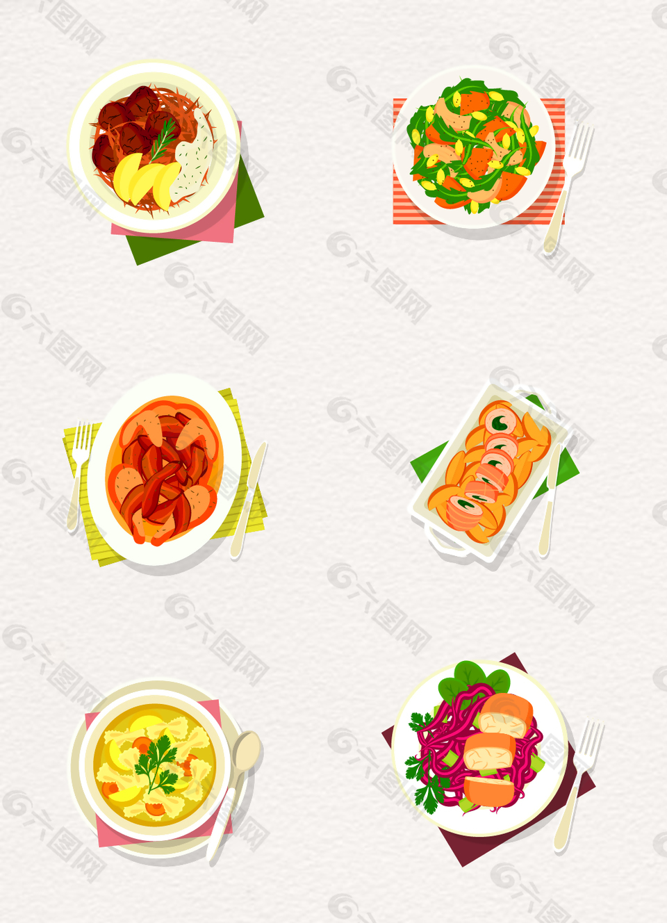 卡通吃貨節(jié)美味食物菜品元素