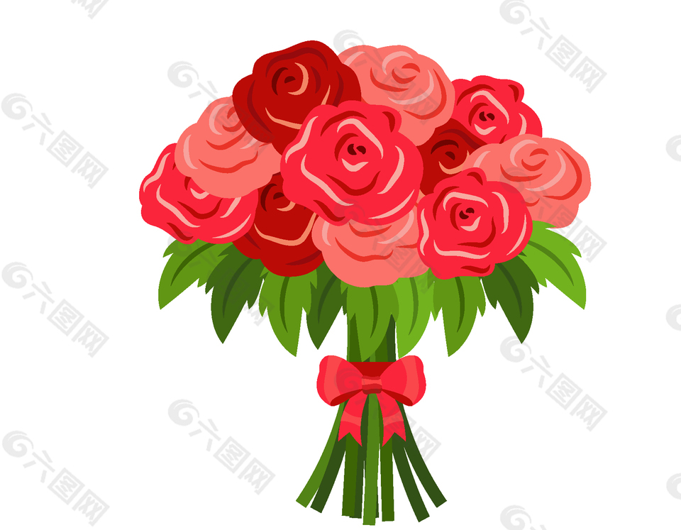 唯美紅色花朵花束元素