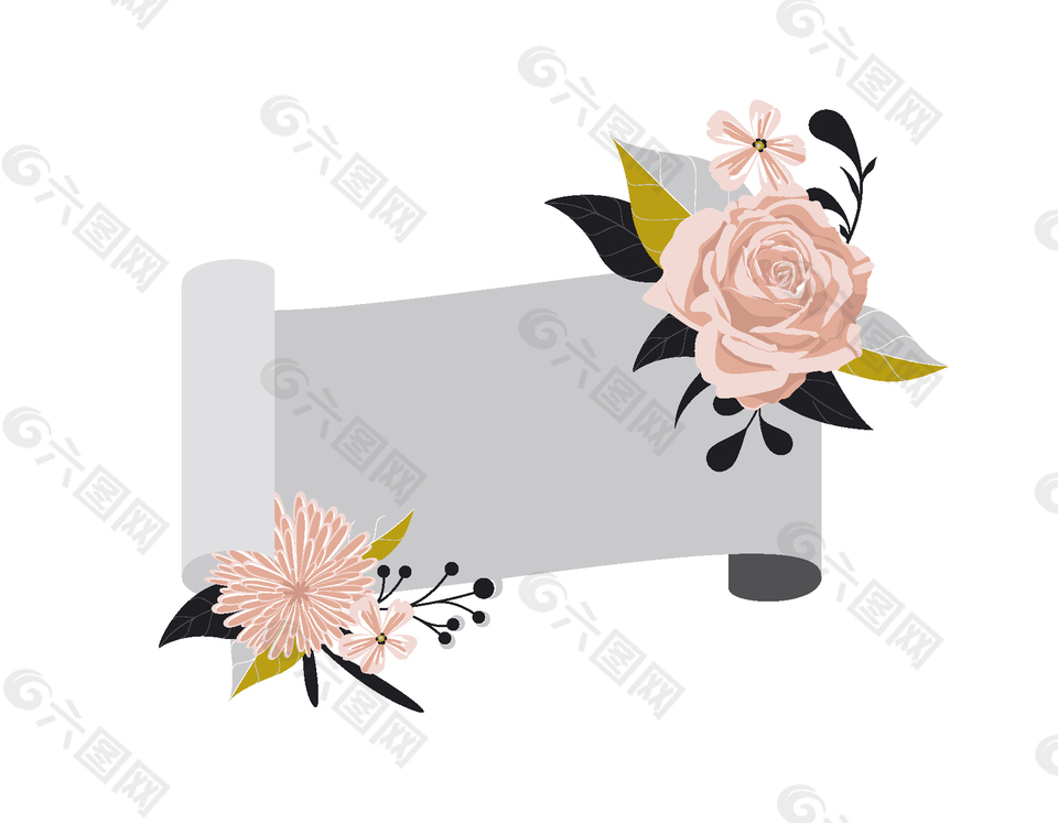 手繪唯美粉色花朵元素