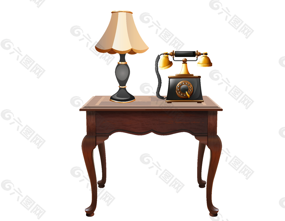 卡通歐式電話桌元素