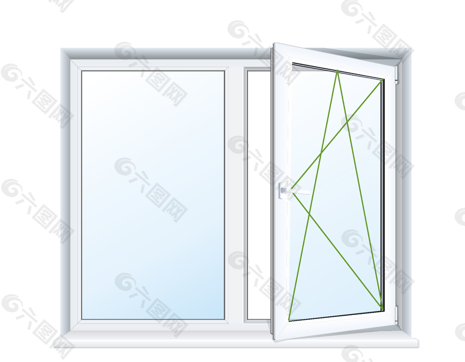 卡通白色玻璃窗戶矢量元素