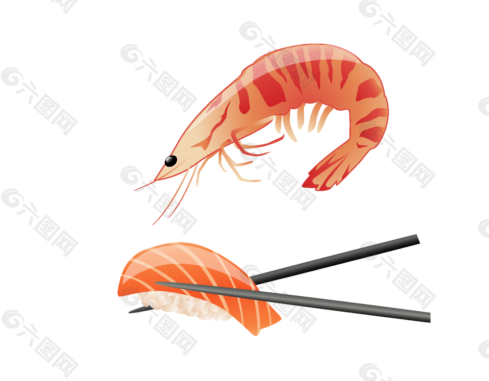 卡通美味海鮮飯矢量元素