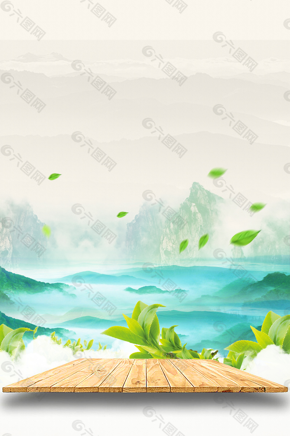 清新簡約中國茶韻PSD背景