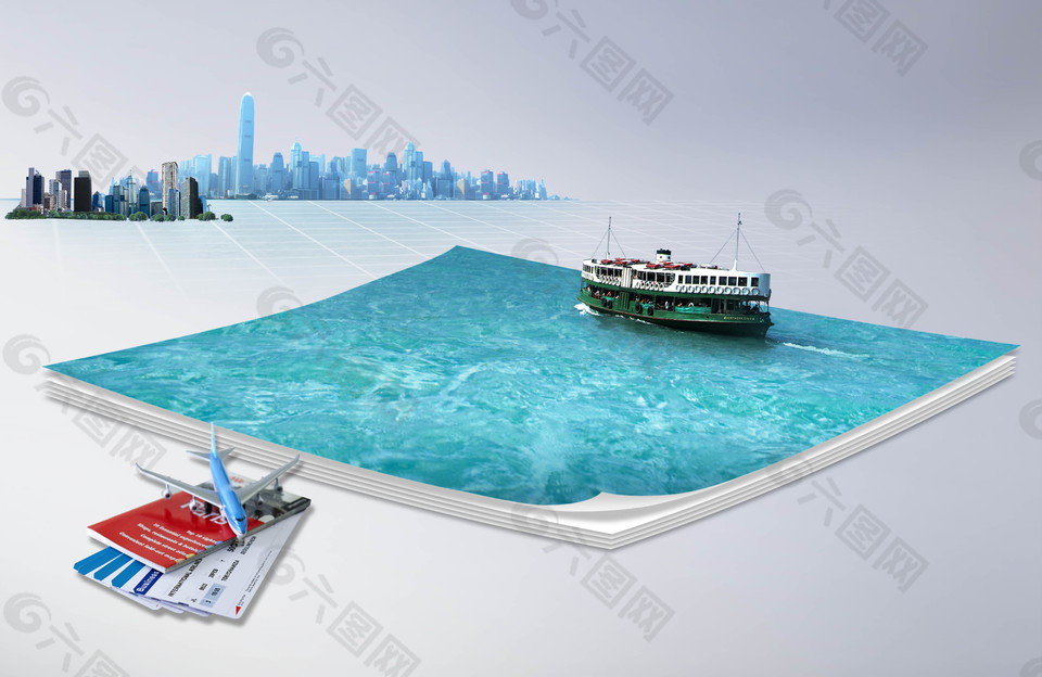 創(chuàng)意大海度假旅行海報背景