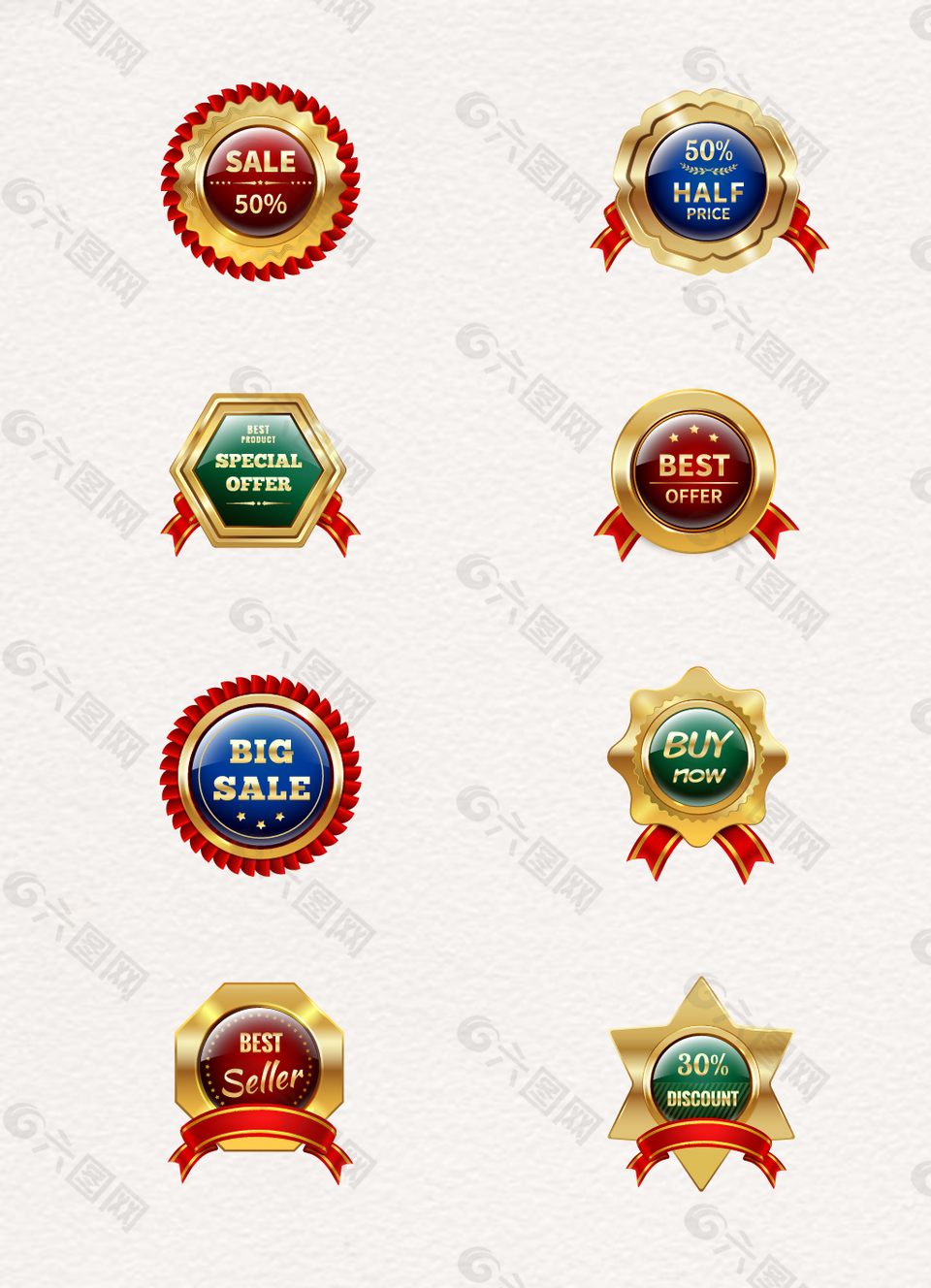 8款精美促銷標簽徽標設計矢量