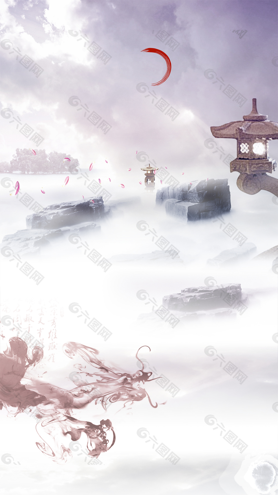 紫色夢幻古風商業(yè)背景