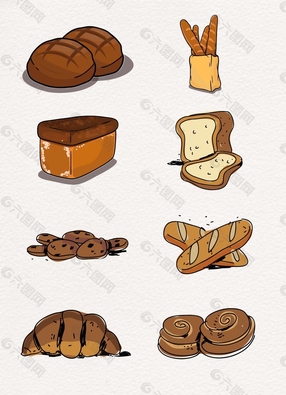 棕色卡通面包食物設(shè)計