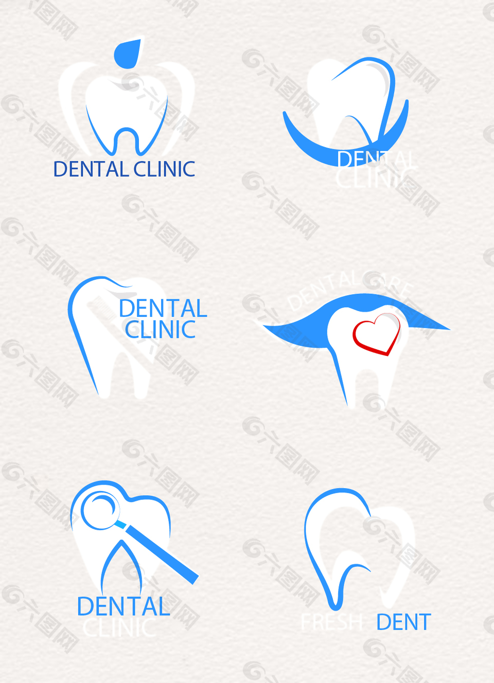 扁平藍色牙科診室logo元素