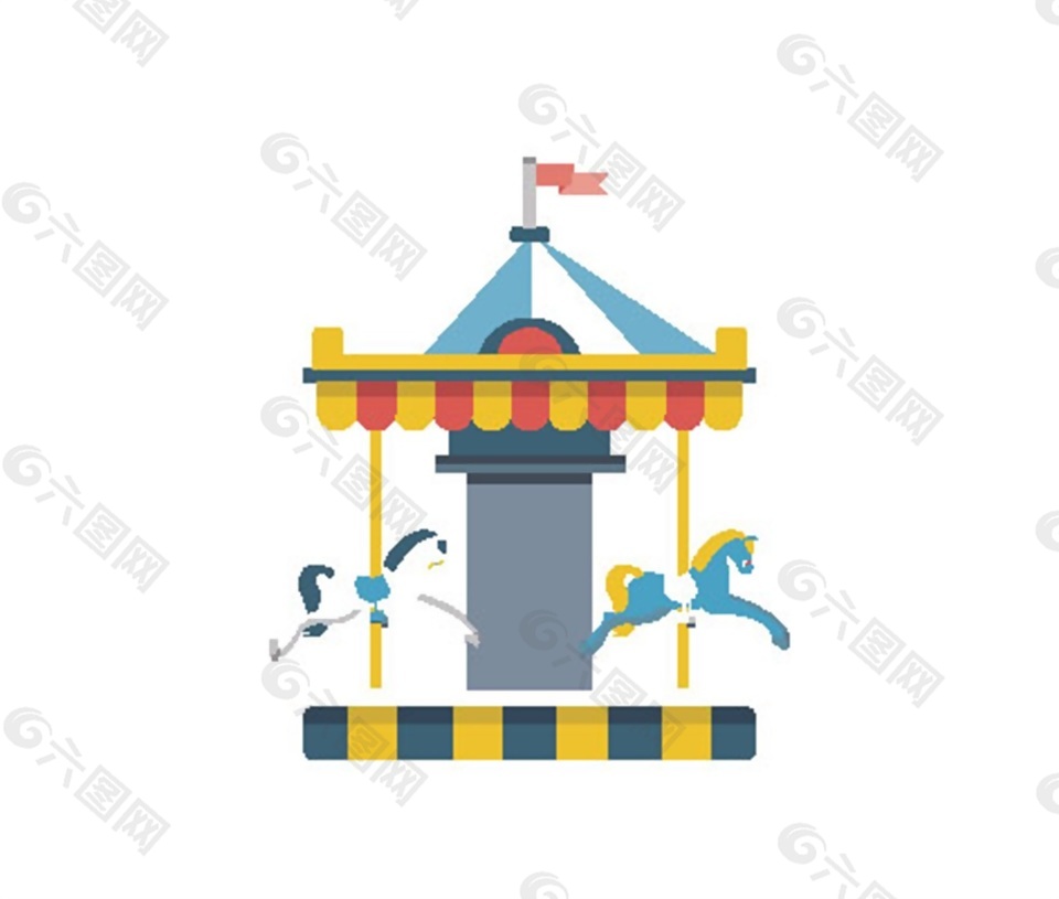 游樂(lè)場(chǎng)回旋木馬矢量素材
