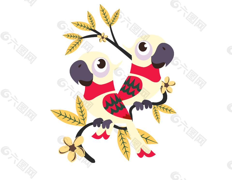 卡通站在樹(shù)枝上的啄木鳥(niǎo)矢量圖