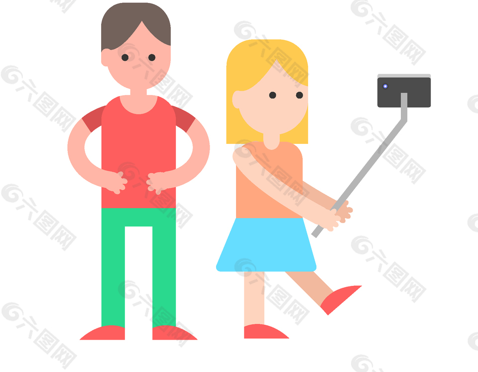 自拍的卡通人物矢量圖