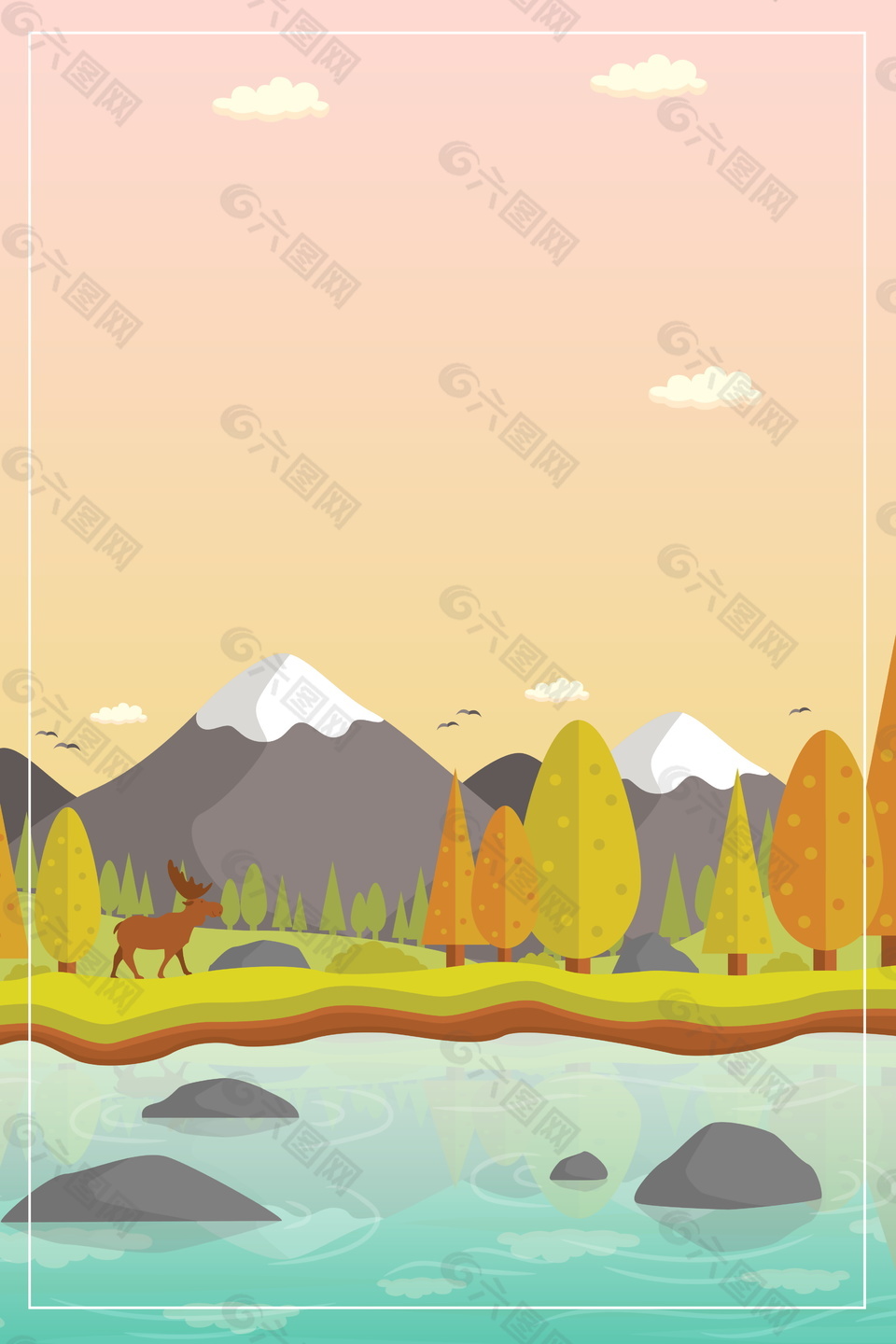 簡約扁平化立秋邊框背景素材