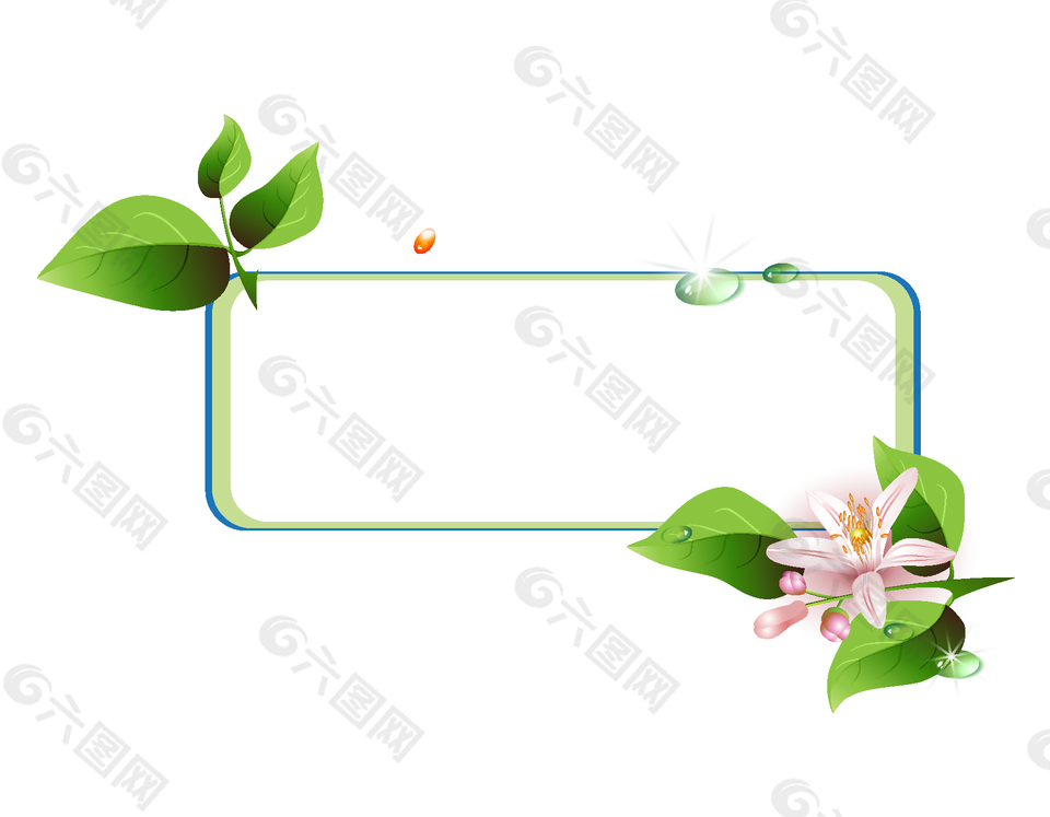 清新綠色葉子花朵邊框矢量元素
