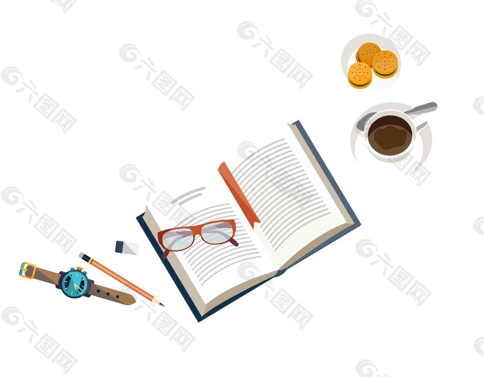 卡通學(xué)院風(fēng)讀書休閑矢量元素