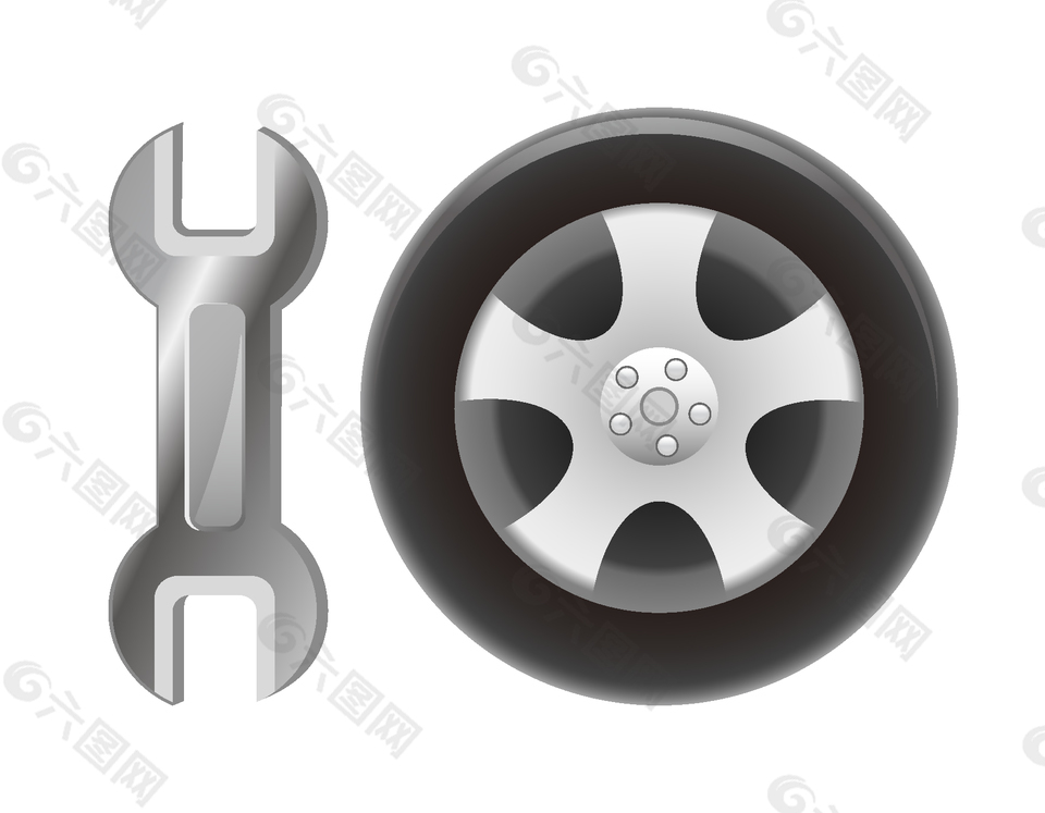矢量扳手輪胎元素