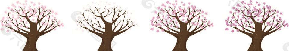 粉色簡(jiǎn)筆櫻花樹(shù)矢量素材