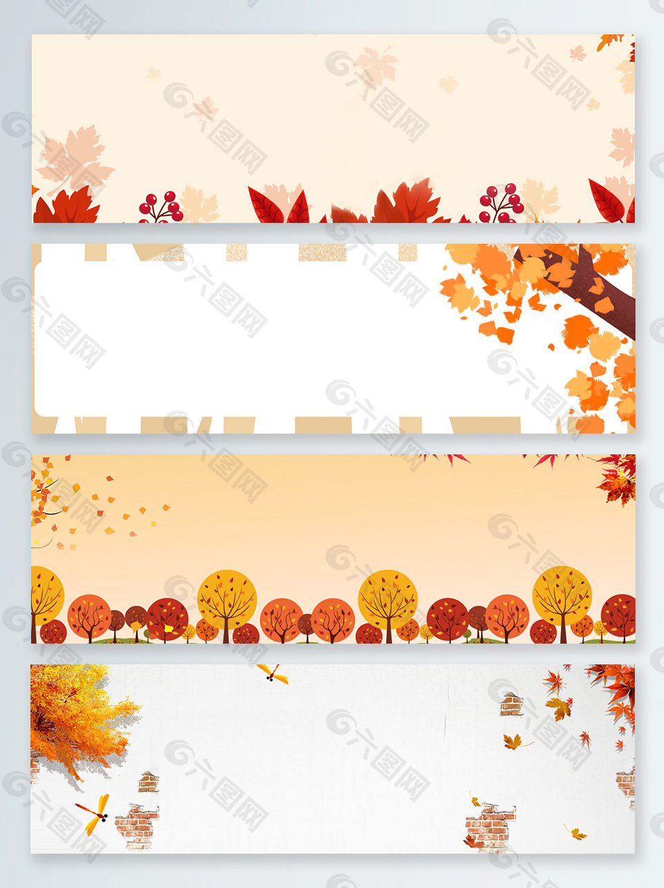 復(fù)古墻楓葉初秋上新banner背景