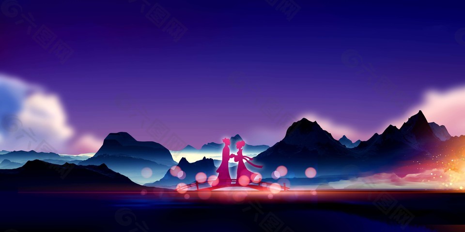 唯美浪漫七夕情人節(jié)海報背景