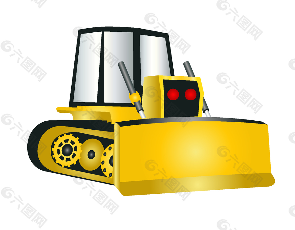 卡通黃色壓路機元素
