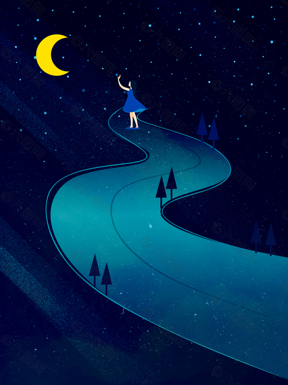 簡約清新夜空夢想背景