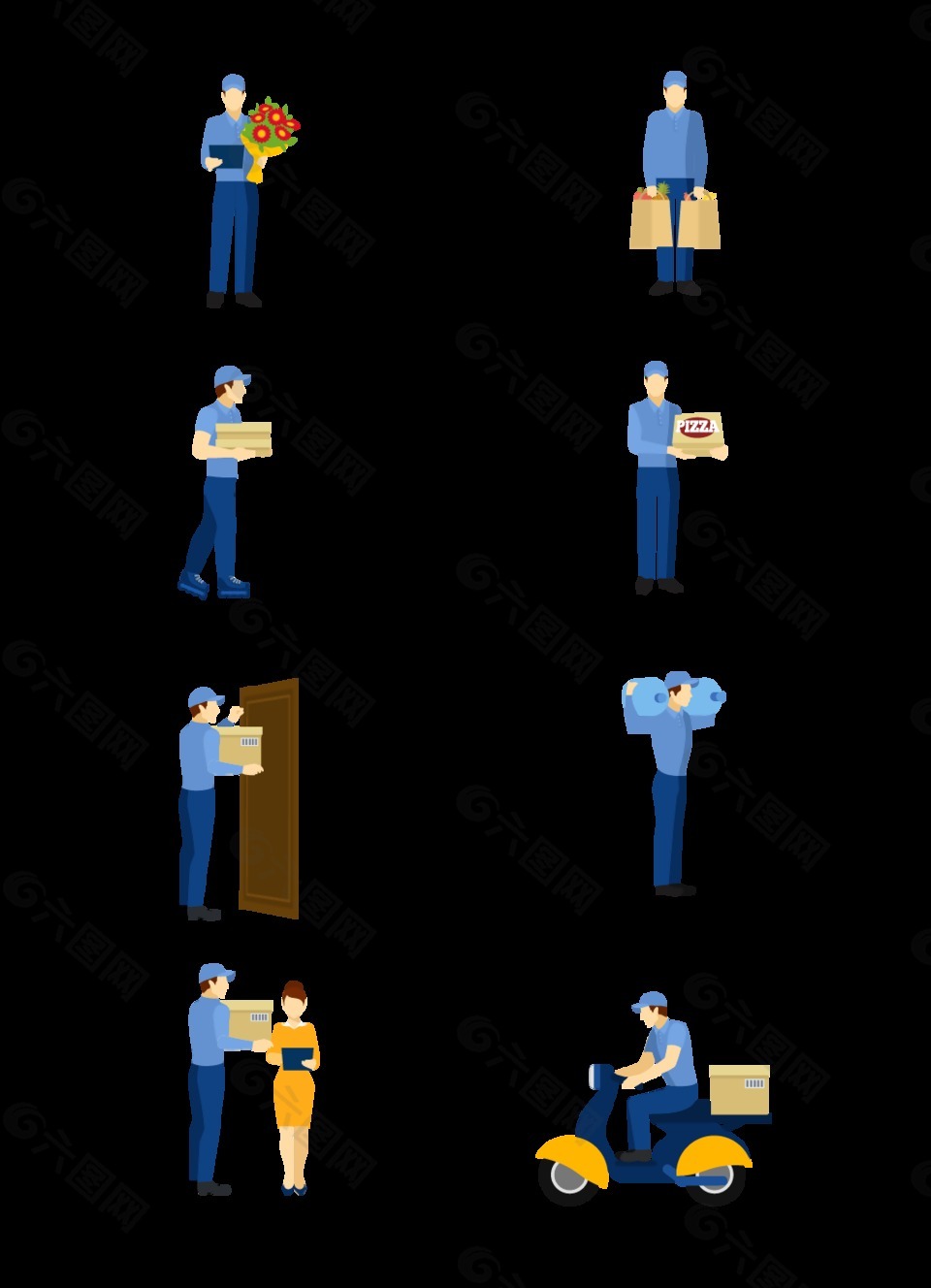 藍色衣服送貨員設計