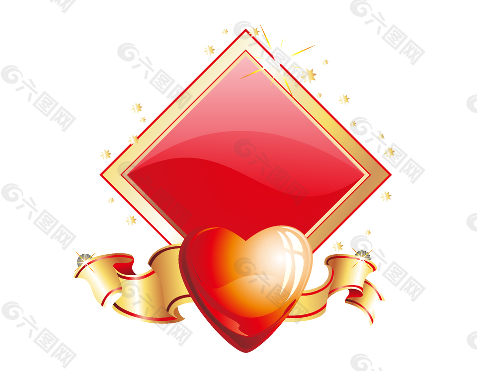 情人節(jié)愛(ài)心菱形邊框矢量素材