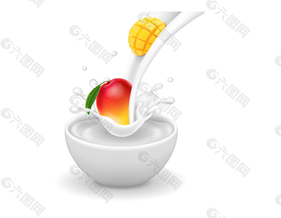 美味營養(yǎng)水果牛奶矢量圖