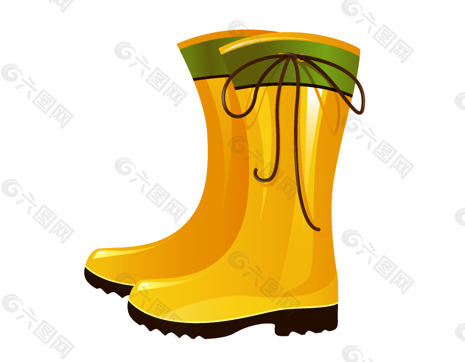 卡通黃色雨靴矢量素材