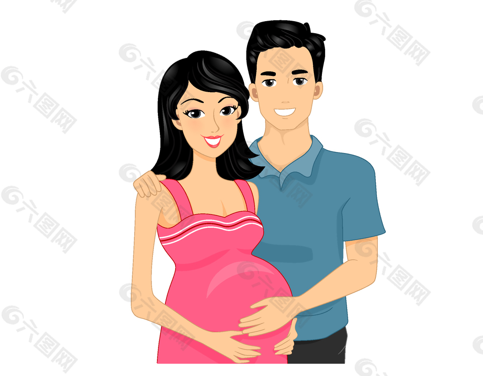 夫妻孕婦矢量素材