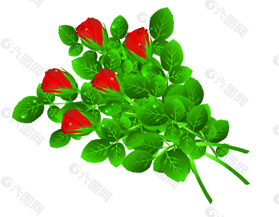 新鮮采摘的玫瑰花束矢量圖