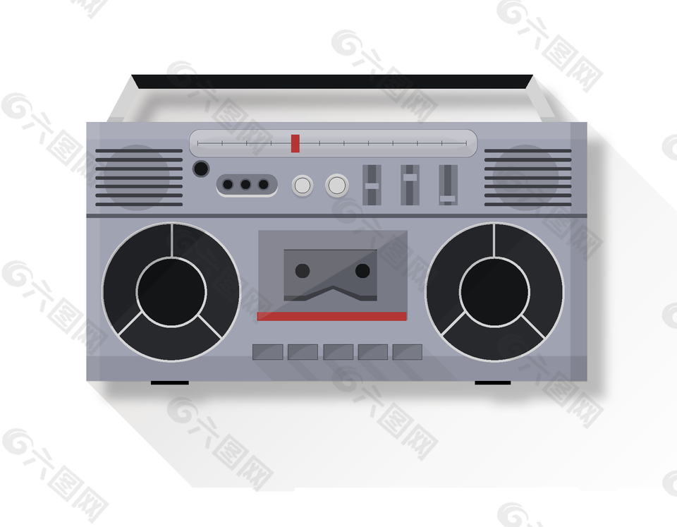 灰色卡通收音機(jī)矢量元素