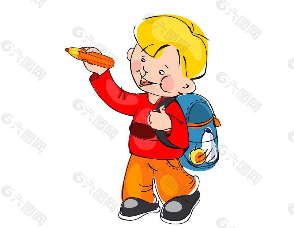 卡通可愛小男孩畫畫元素