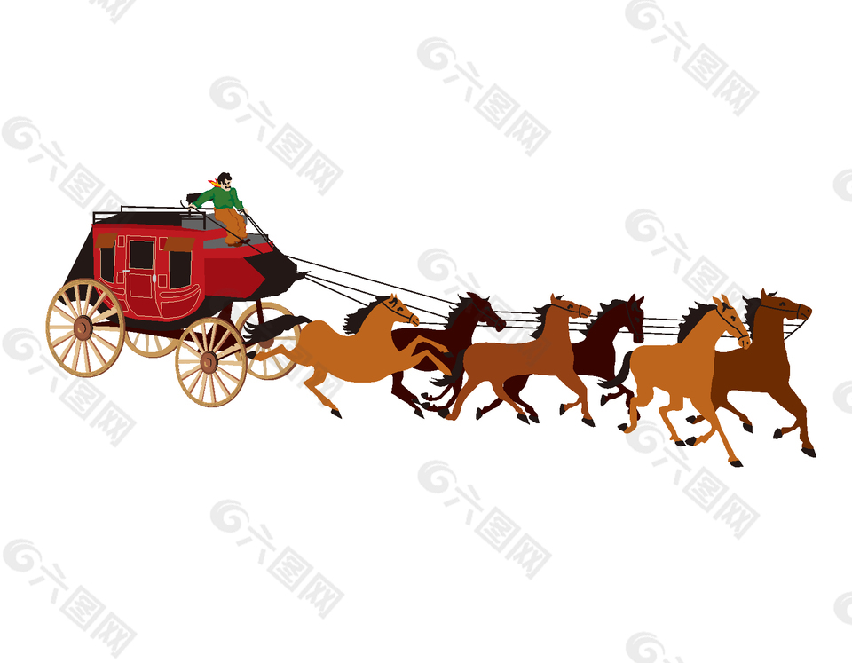 卡通西方趕馬車矢量元素