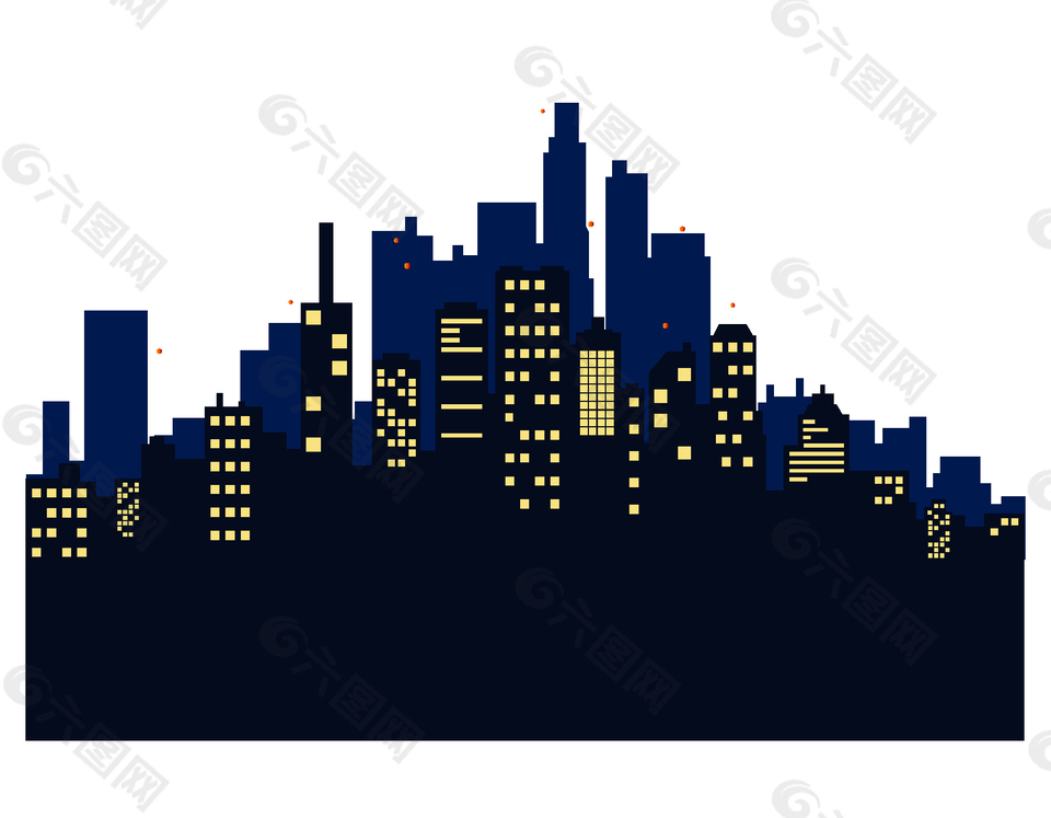 夜晚的城市萬家燈火矢量圖
